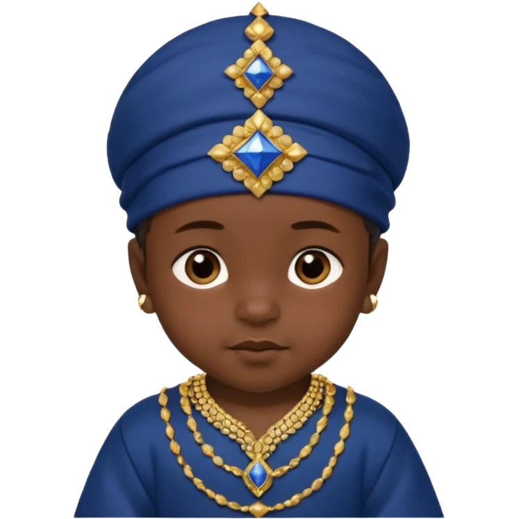  baby boy dressed in a dark blue ghalibiya with delicate decorations with a Red Moracain hat  emoji