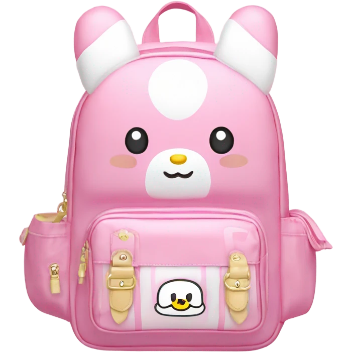 pink white light melody sanrio cute school bag emoji