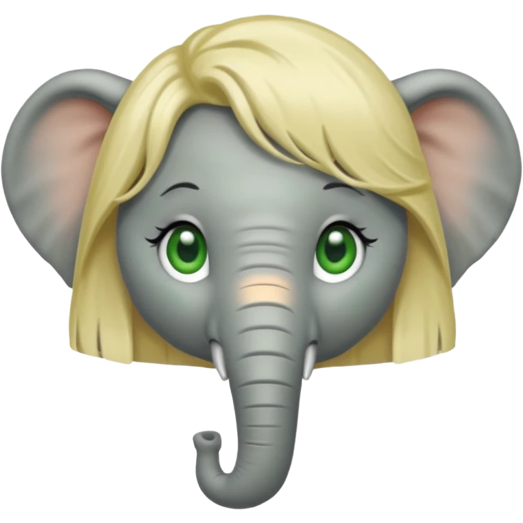 Make and elephant with a blonde wig and green eyes emoji