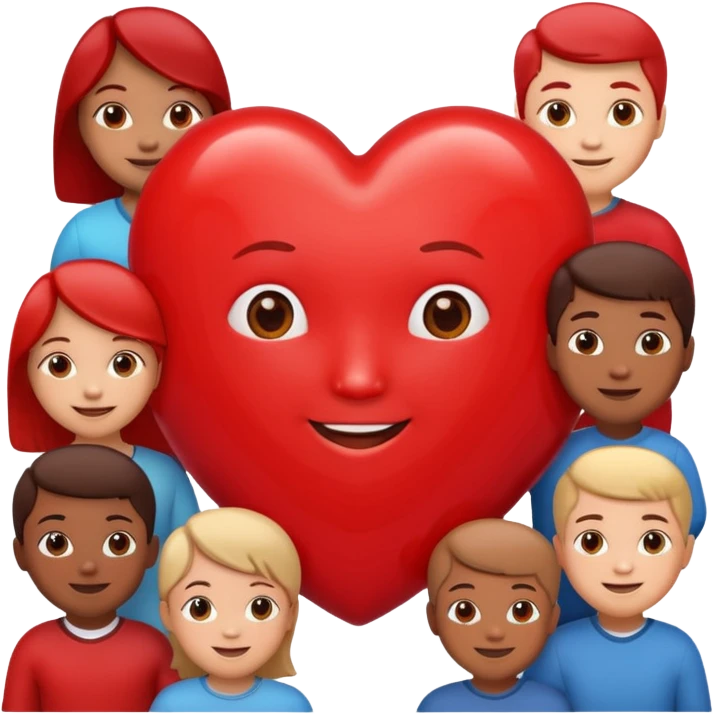 big heart with several small child figures inside emoji