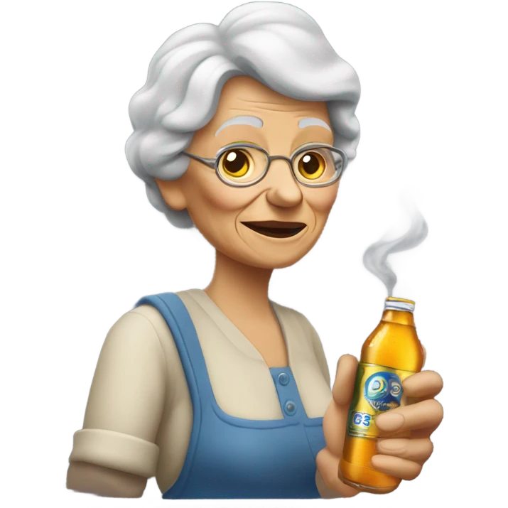 grandma with cigarette and beer emoji