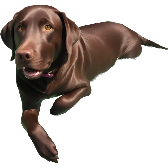 Chocolate Labrador swimming in pool emoji