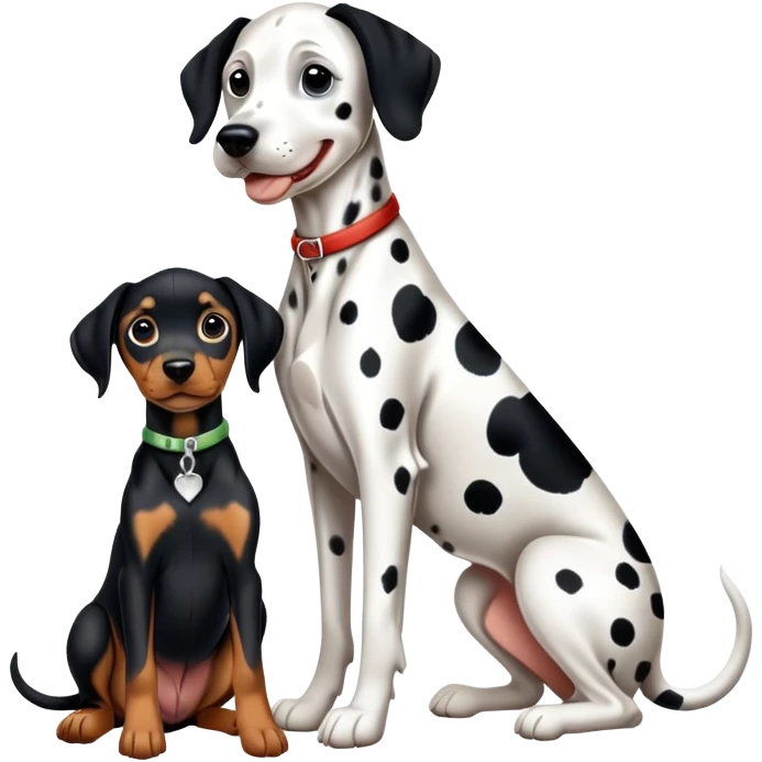 1 Dalmatian adult + 1 dobermann puppy emoji