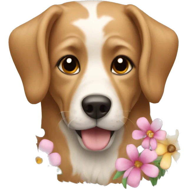 A dog with flowers  emoji