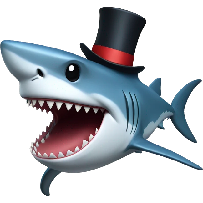 Shark with a top hat emoji