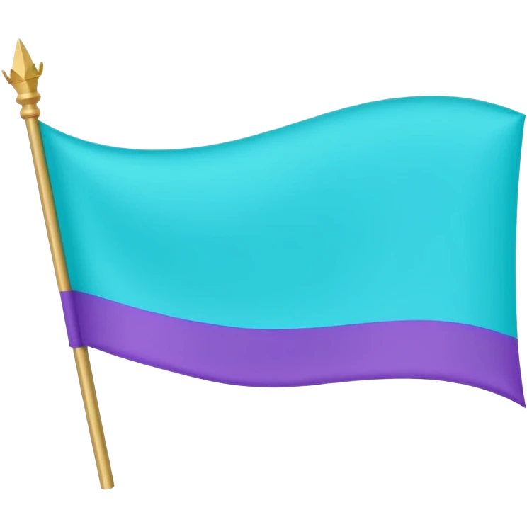 “Emoji-style waving banner, simple flat lines, soft curved flag, bright turquoise/purple/blue/green, minimalist medieval vibe, cute and magical, no castle.” emoji