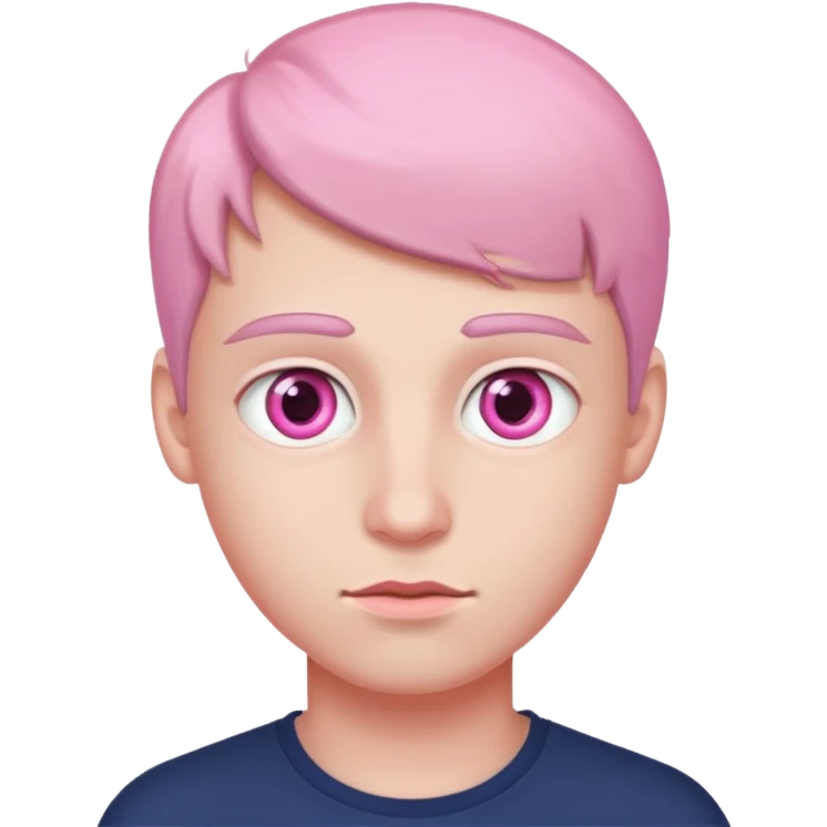 young man that has pink eyes emoji