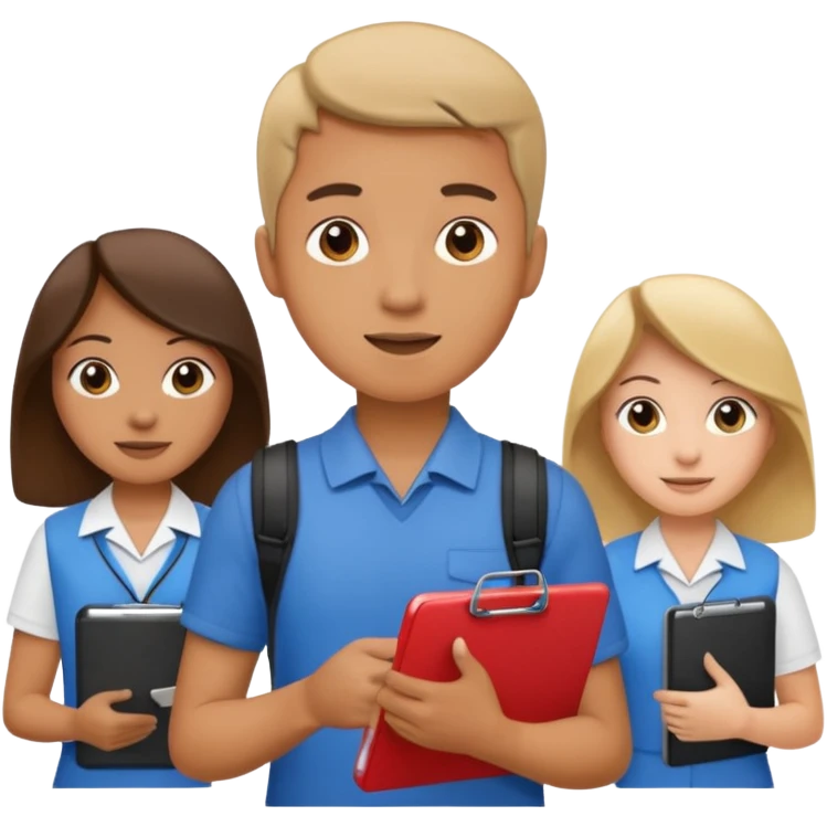 Student Leader + clipboard, Tour Group. emoji
