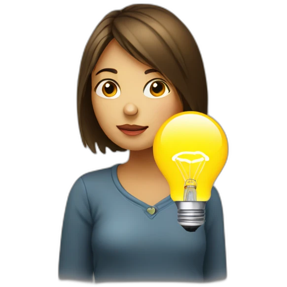 Girl-thinking-with-Bulb-light emoji