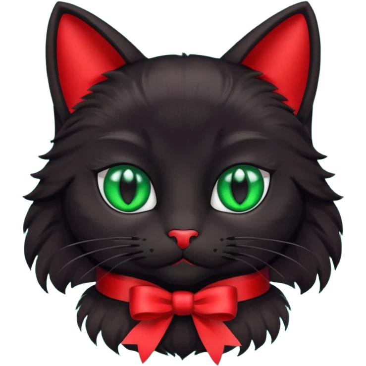 Black cat with red 🎀 emoji emoji