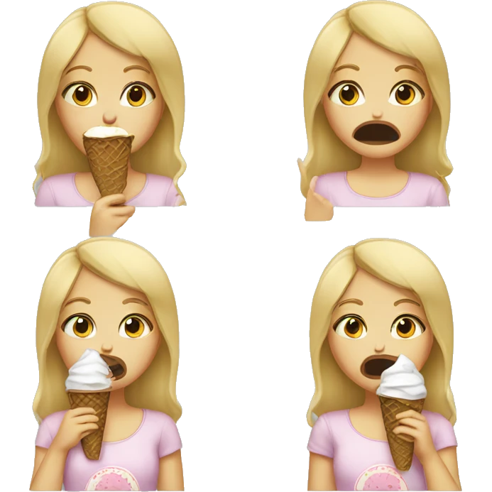 Blonde girl crying eating ice cream emoji