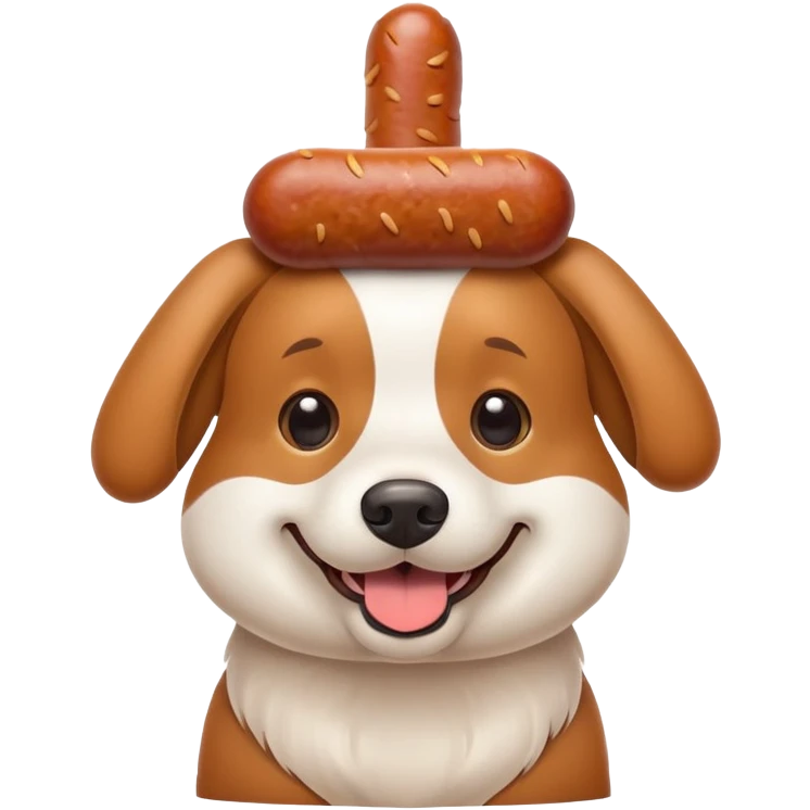 Chien avec une saucisse sur la tete emoji