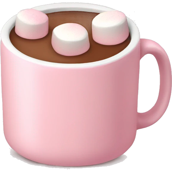 Light Pink mug of hot chocolate with marshmallows  emoji