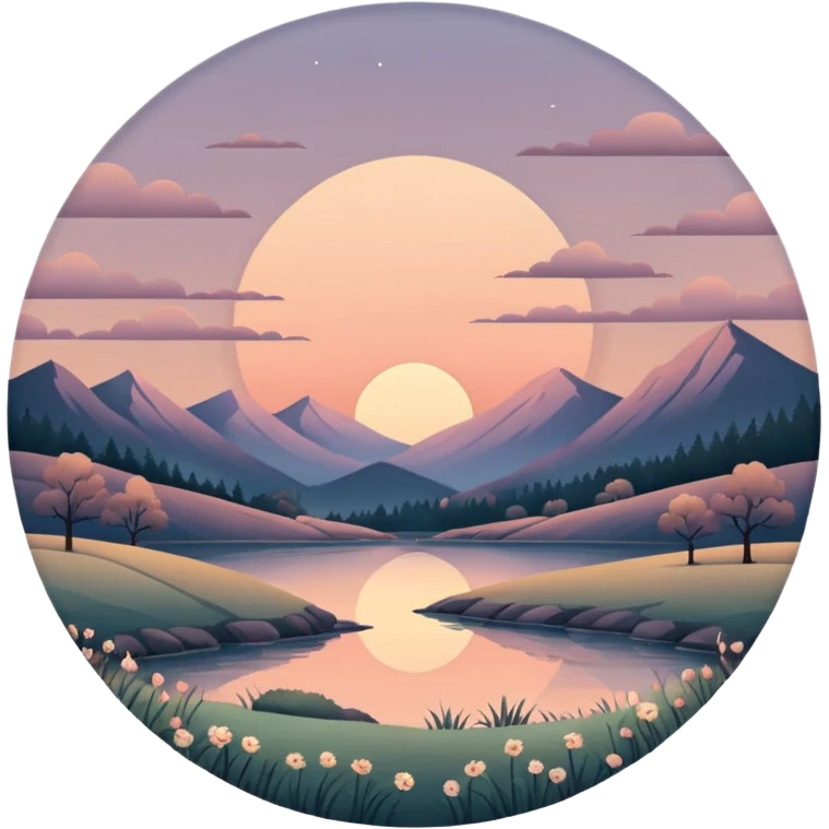 Dull-colored dusky romantic vintage aesthetic  landscape circle  emoji