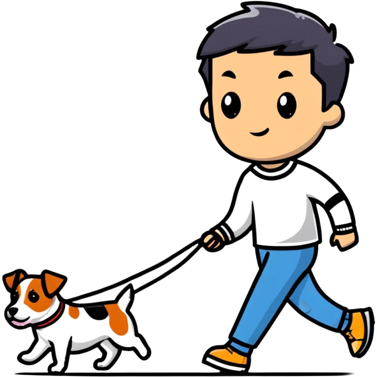 a man walking a Jack Russell Terrier emoji