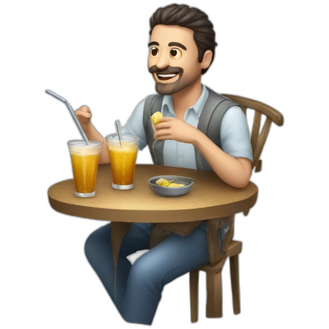 Argentinian men having mate from a Metallic straw emoji