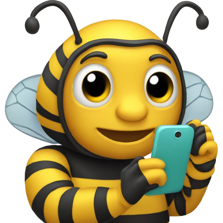 bee holding a phone in his hands emoji