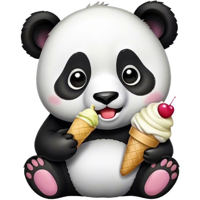 Panda eating ice cream emoji