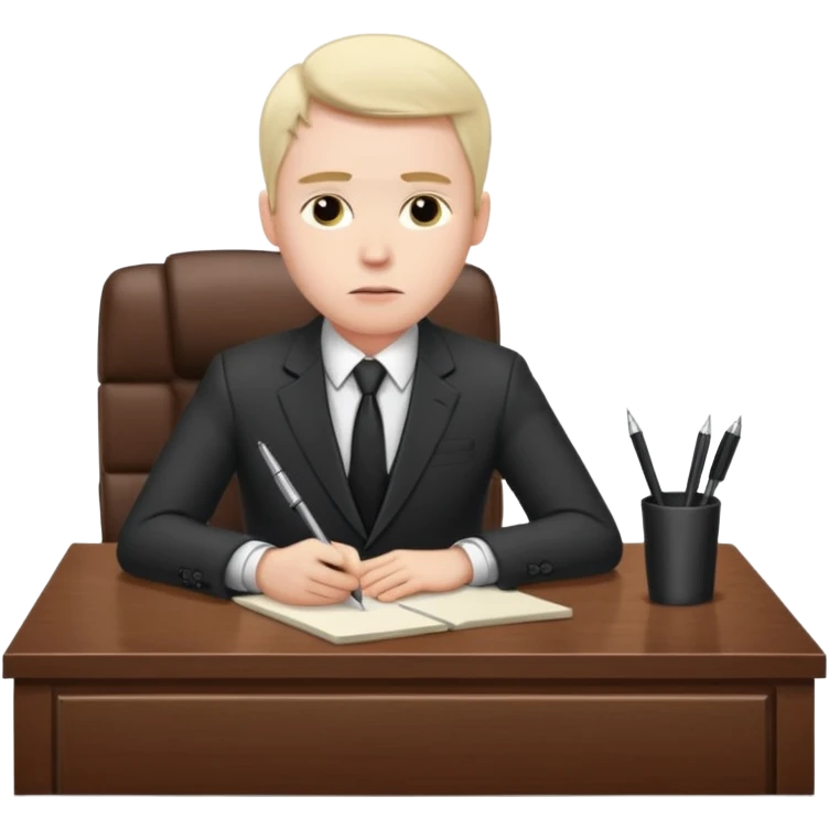 a white man, works in an office at the table emoji