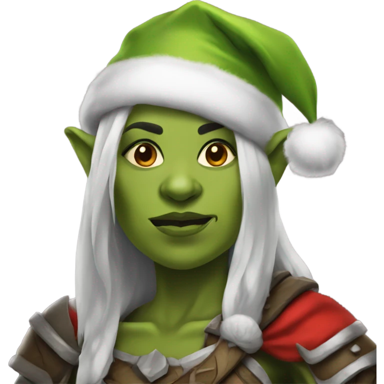 orc female warrior with santa hat emoji