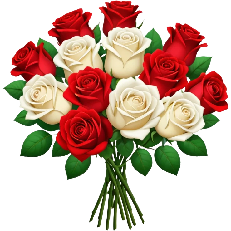 White rose and red rose bouquet emoji
