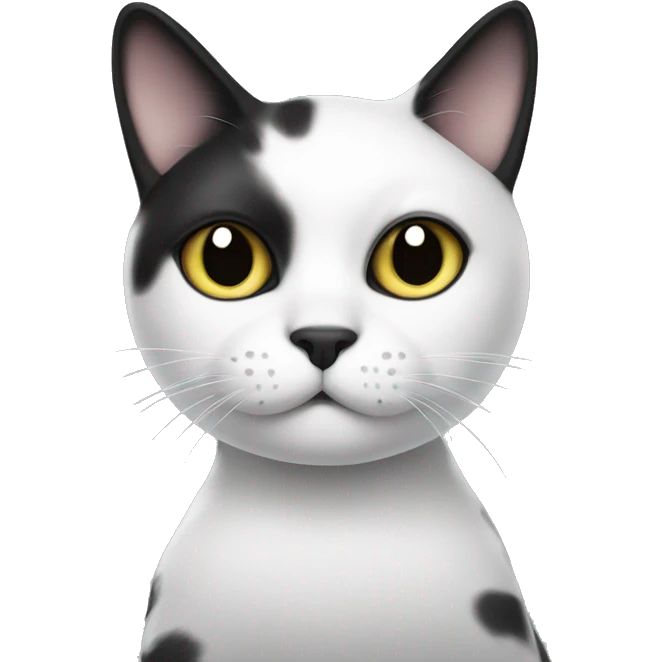 Black and white cat, black dots on both ears and only one eye emoji