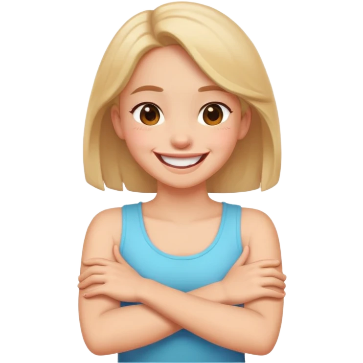 Arms crossed by neck laughing girl emoji