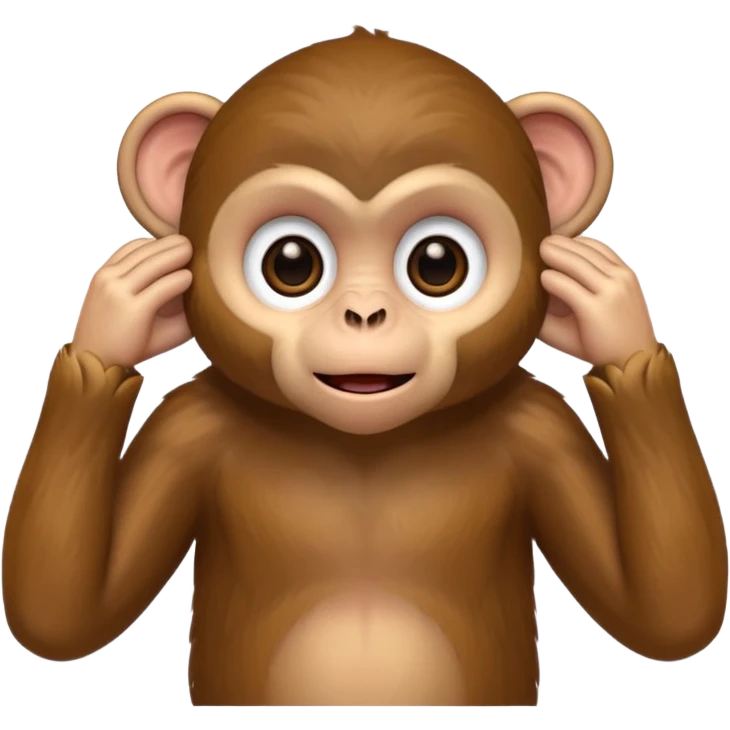 Small Monkey with HUGE eyes and HUGE hands covering ears emoji
