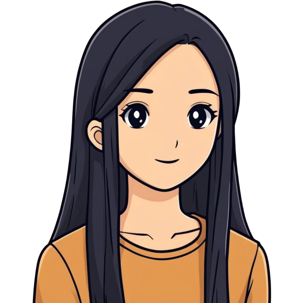 Tan girl with black long straight hair  emoji