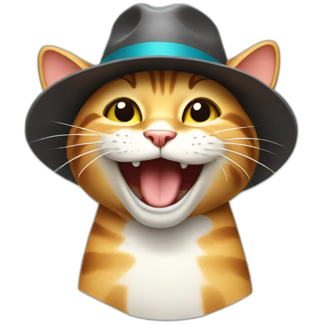 laughing cat with hat emoji