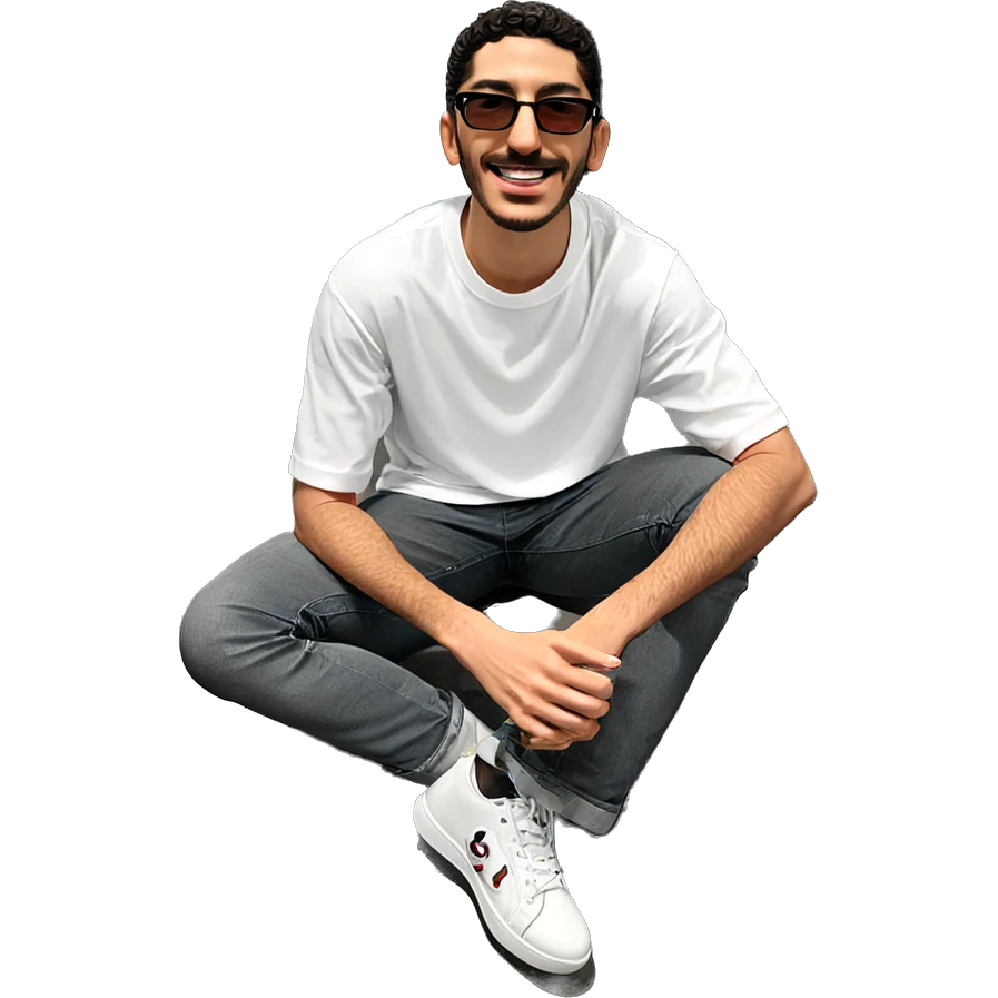 confident boy in white shirt emoji