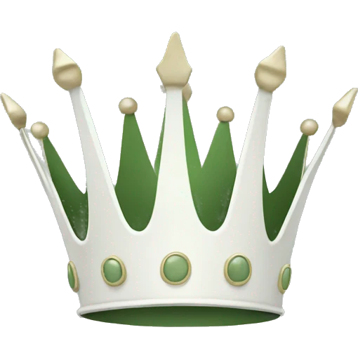 White and sage green crown emoji