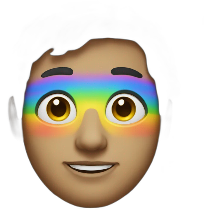 an artist with a rainbow face emoji