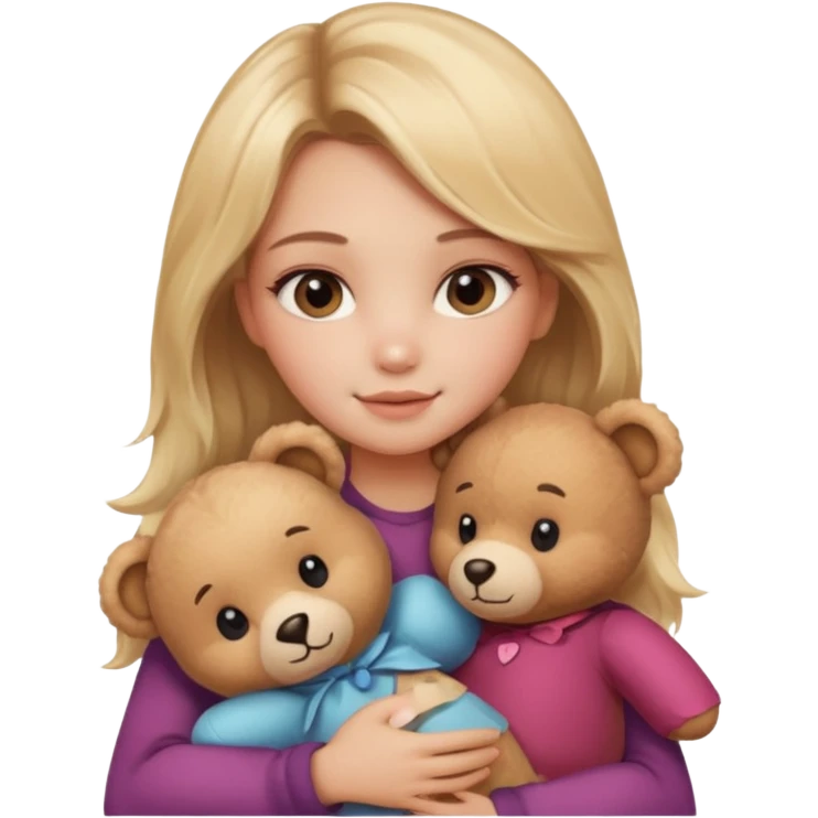 blonde balayage hair girl hugs a teddy bear emoji