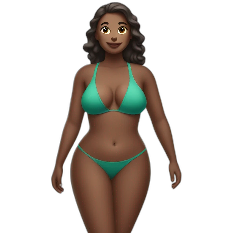 curvy woman holding chest in swimsuit emoji