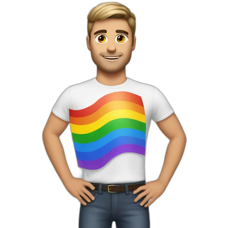 zak efron with a gay dresses and a rainbow flag on his hands emoji