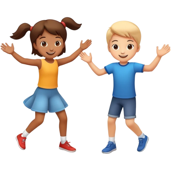 two children spinning each other by the hands, motion blur, happy and energetic emoji