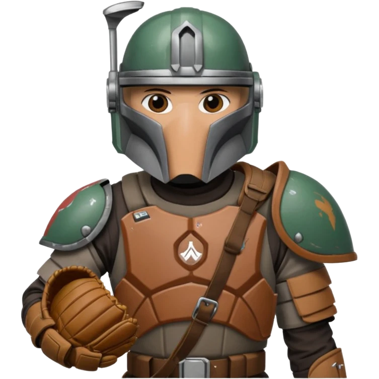 Mandalorian with a Catcher's mitt.  Make the catcher's glove oversized.  Put a dark visor in the helmet.   emoji