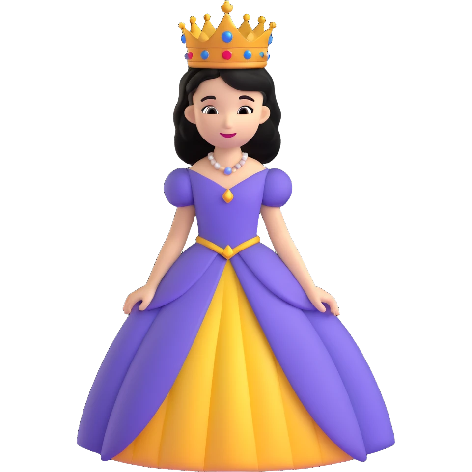 princess with crown and royal dress emoji