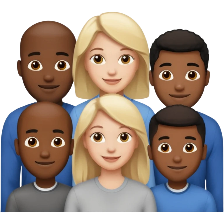 One white woman and six black men emoji