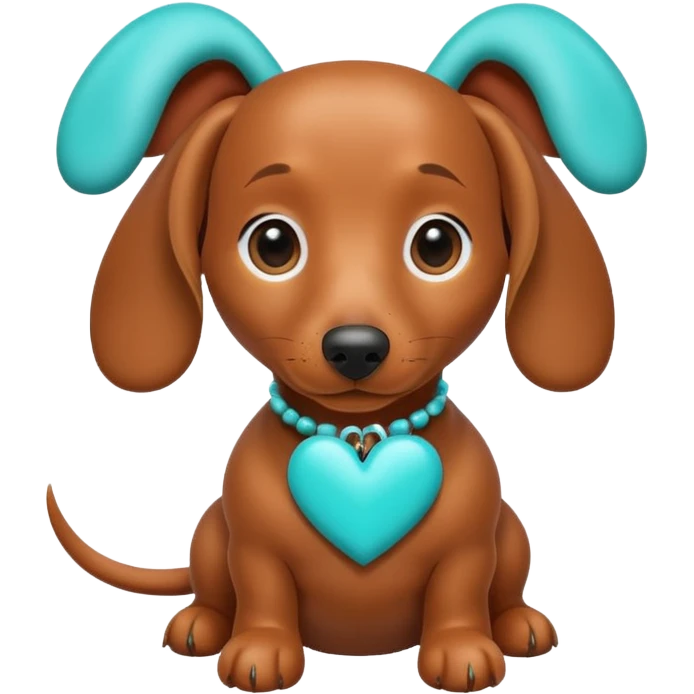 perro salchicha con corazones turquesa emoji