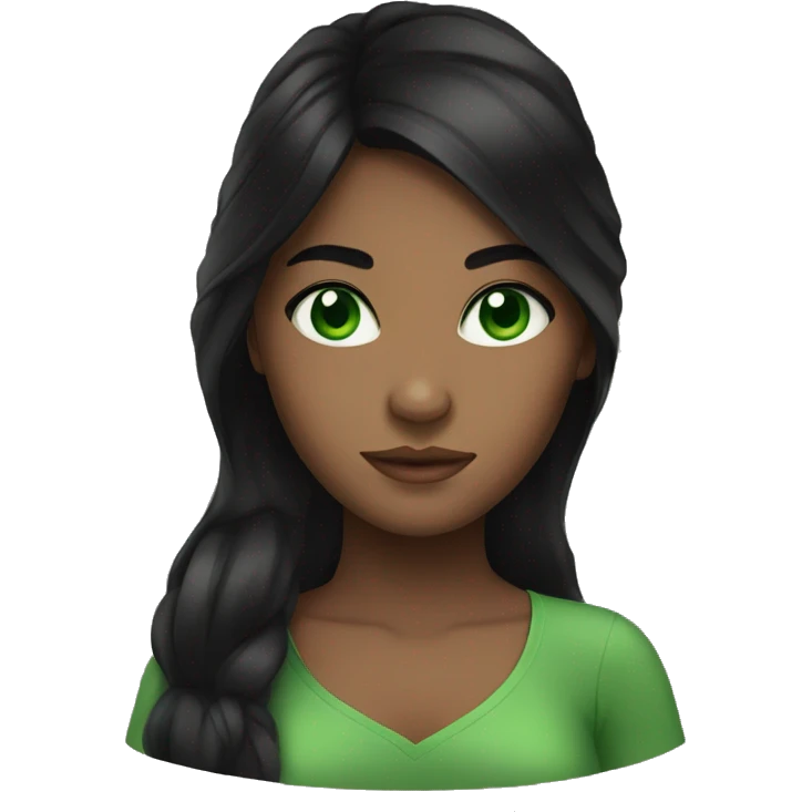 Black haired girl with green eyes emoji