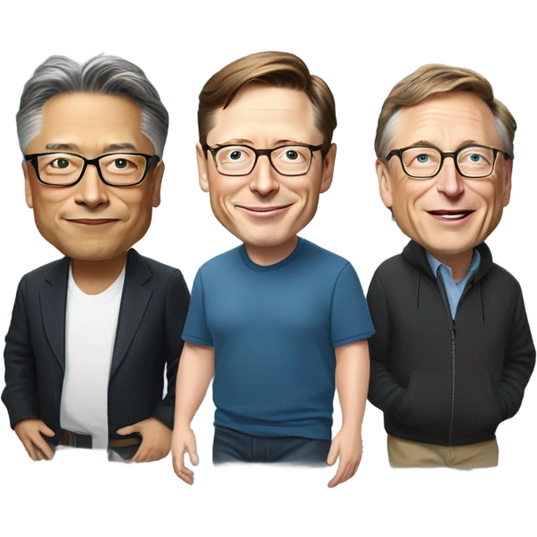 elon musk , jensen huang , bill gates in one frame  emoji