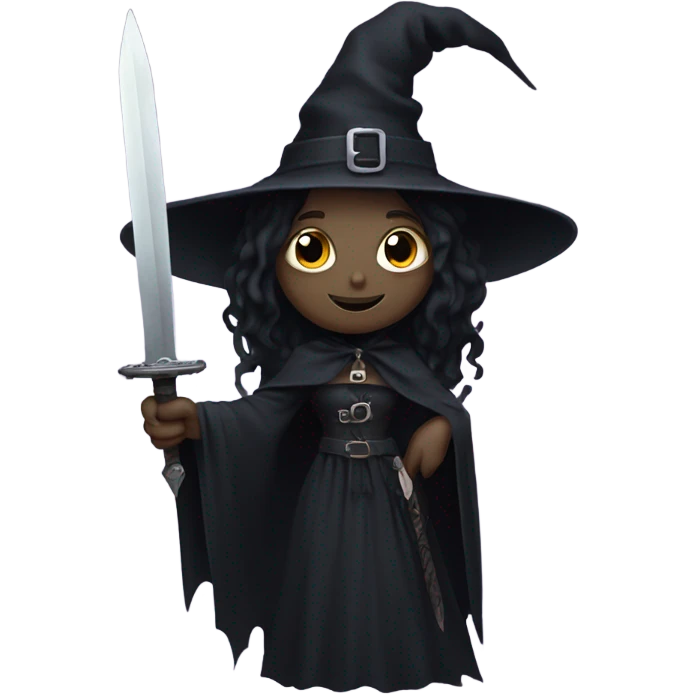 Goth witch holding a sword emoji