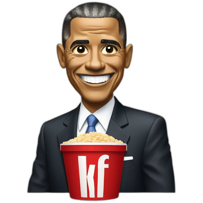 Barrack Obama with a KFC bucket emoji