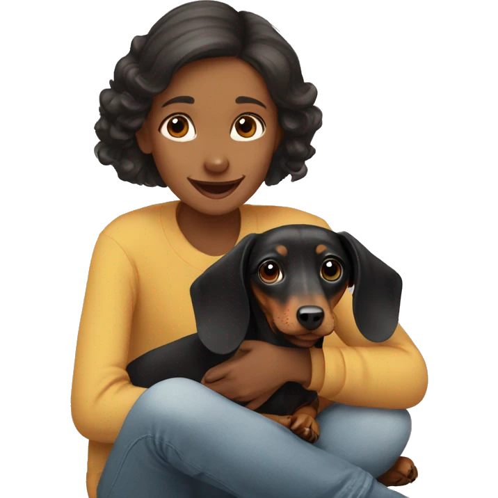dachshund with girl  emoji