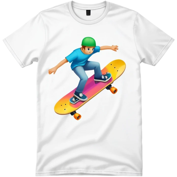 graphic tee shirt with a skateboard design emoji