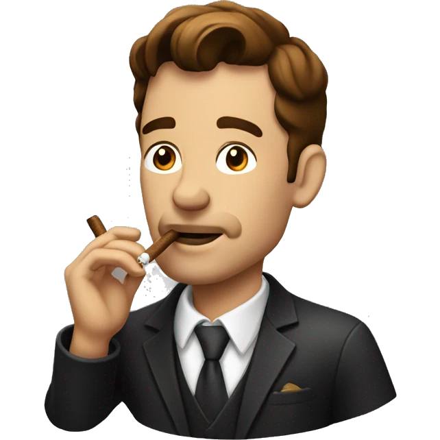 Man with brown hair smoking cigar emoji