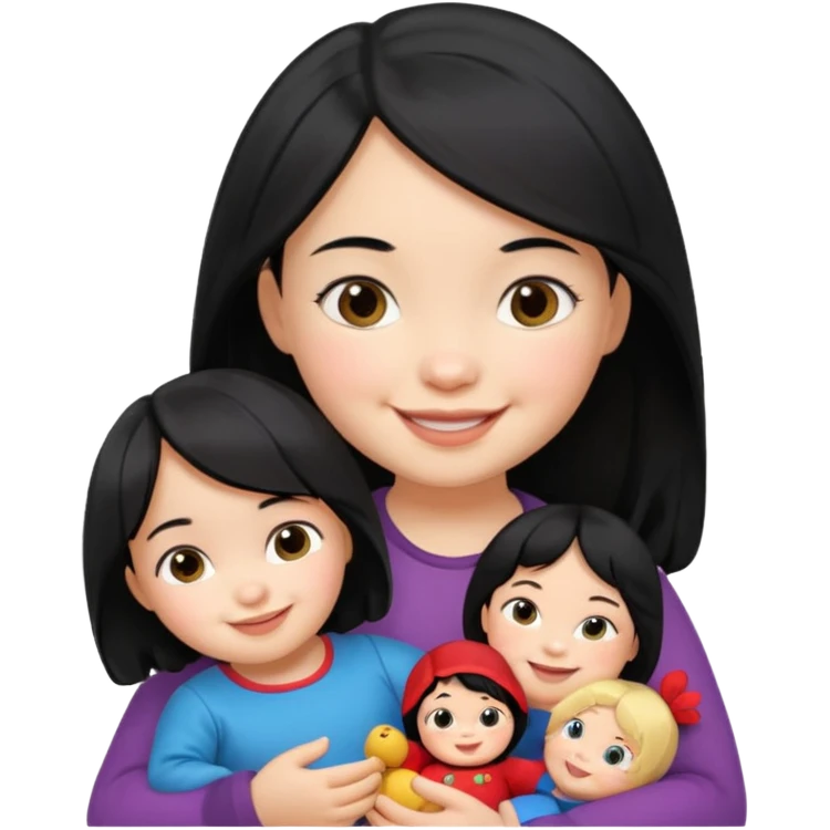 Toddler black hair girl – holding a russia doll emoji