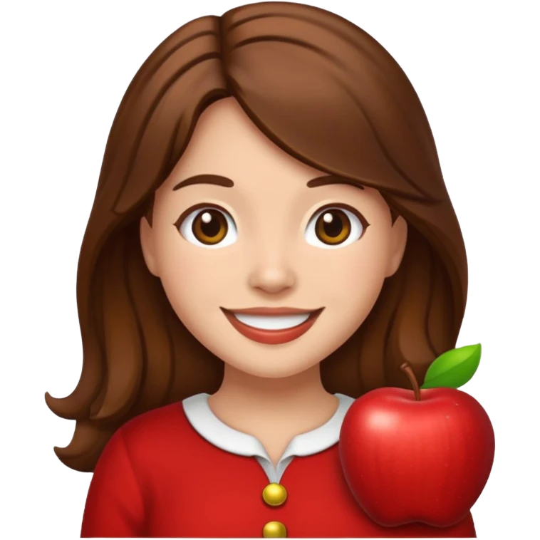 Kaitlyn Santa Juana as an emoji, apple style, smiling, brown hair emoji
